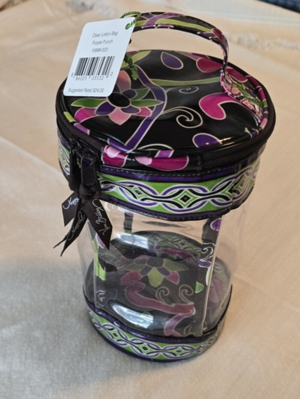 Vera Bradley Clear Lotion Bag In Purple Punch. NWT